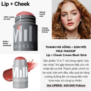 [Milk Makeup] Má hồng + son môi dạng thỏi 2-in-1 Milk Makeup Lip + Cheek Cream Blush Stick
