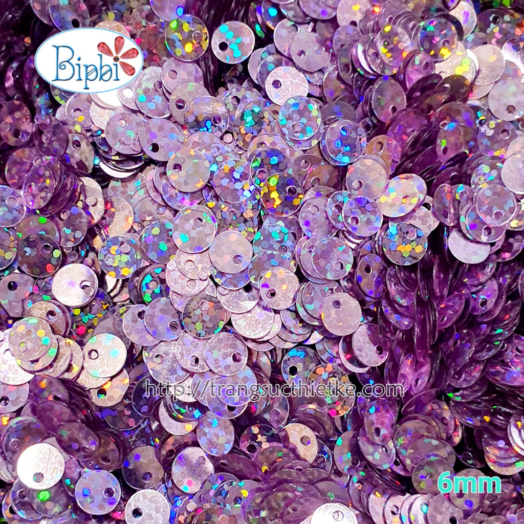Hạt sequin kim sa treo màu tím laser làm cài áo, đính kết handmade