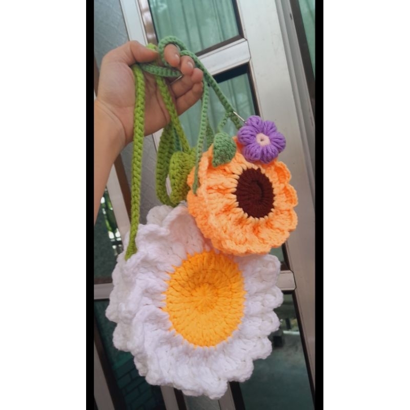 Túi đeo chéo HOA CÚC, HƯỚNG DƯƠNG bằng len, quà tặng xinh xắn
