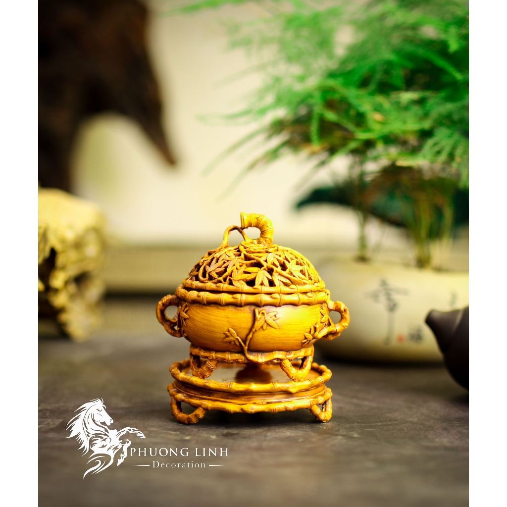 Lư xông nụ trầm hương - Đỉnh đốt trầm hương sa thạch Phương Linh Decor