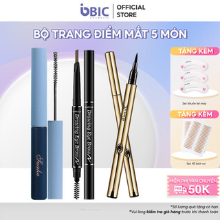 Bộ trang điểm mắt 5 món cơ bản chì kẻ mày, mascara chuốt mi làm dài mi, kẻ mắt đen siêu mảnh BIC Cosmetic