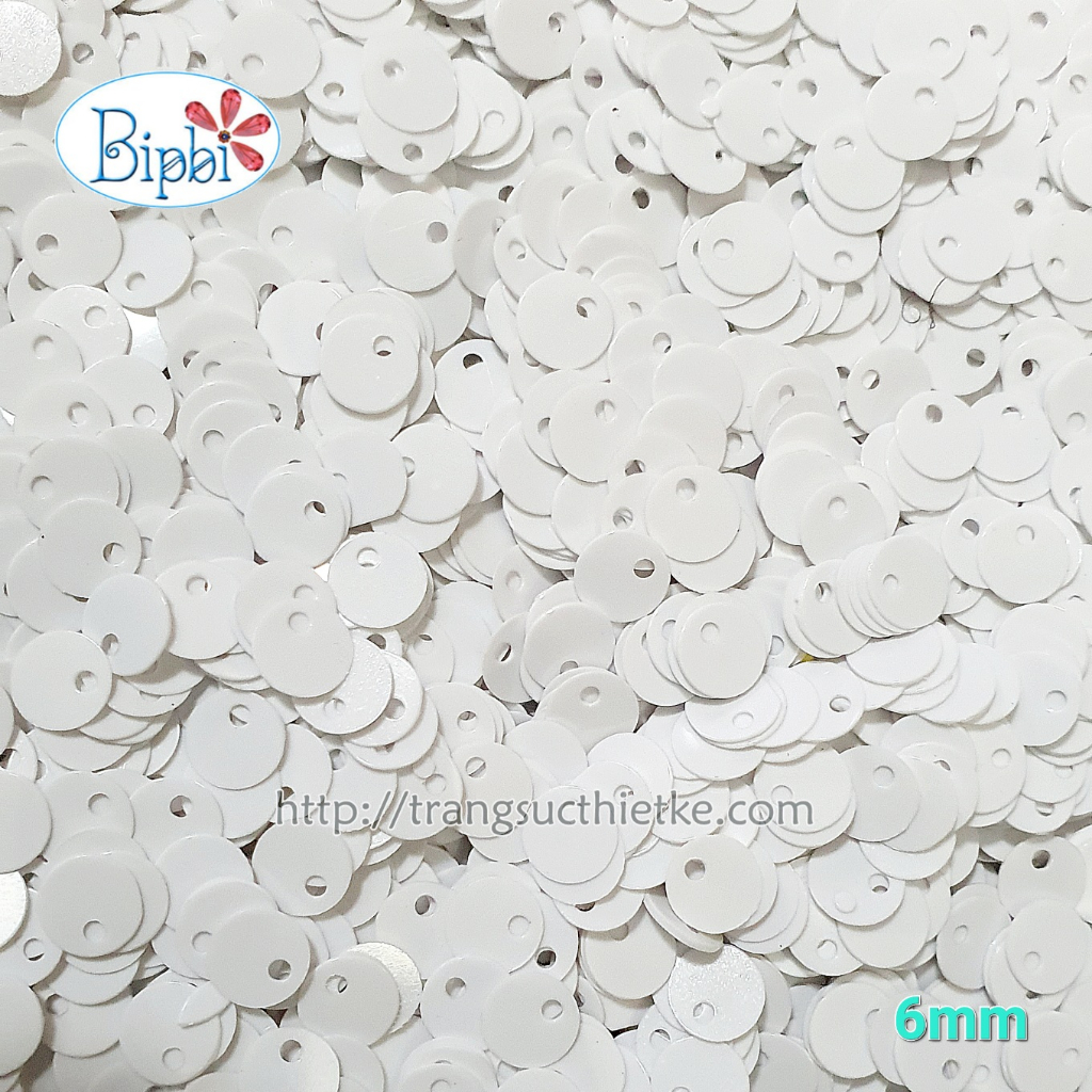 Sequin trắng kim sa treo 6mm đính kết váy áo thủ công