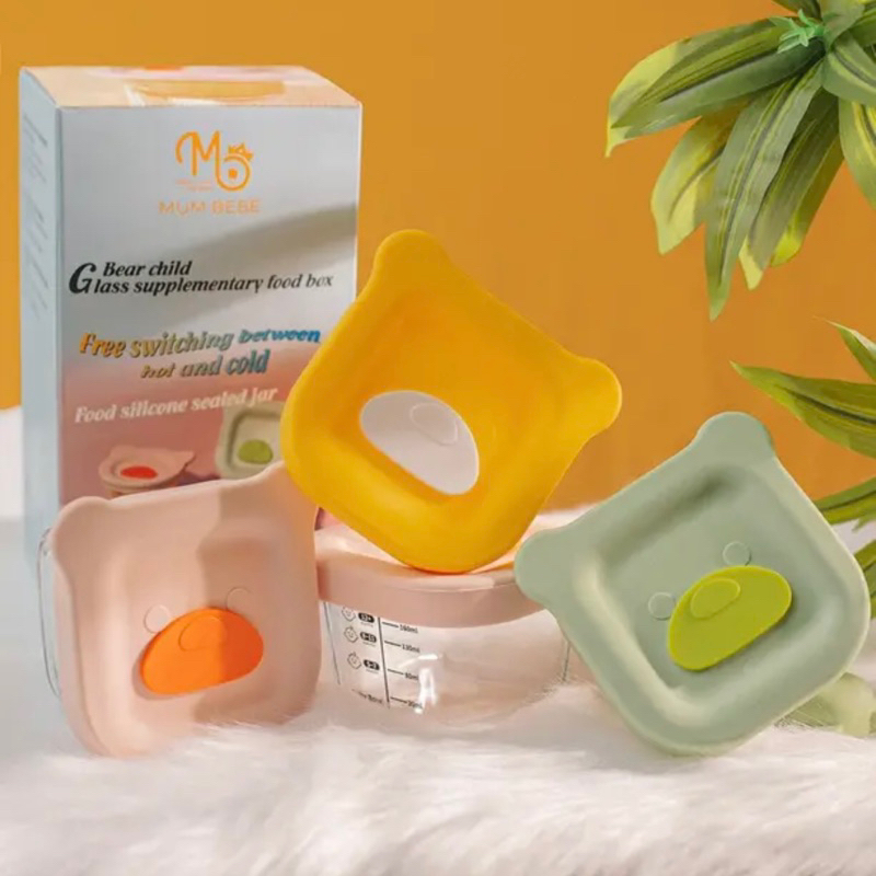 Hộp Thuỷ Tinh Đựng Đồ Ăn Dặm Cho Bé, Cốc Nấu Cháo Mum BéBé Dung Tích 200ml Chính Hãng Chịu Nhiệt -20 Đến 400 Độ C Mamabu