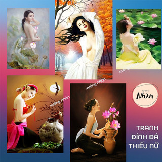 Tranh đính đá nghệ thuật thiếu nữ xinh đẹp - tranh chưa đính