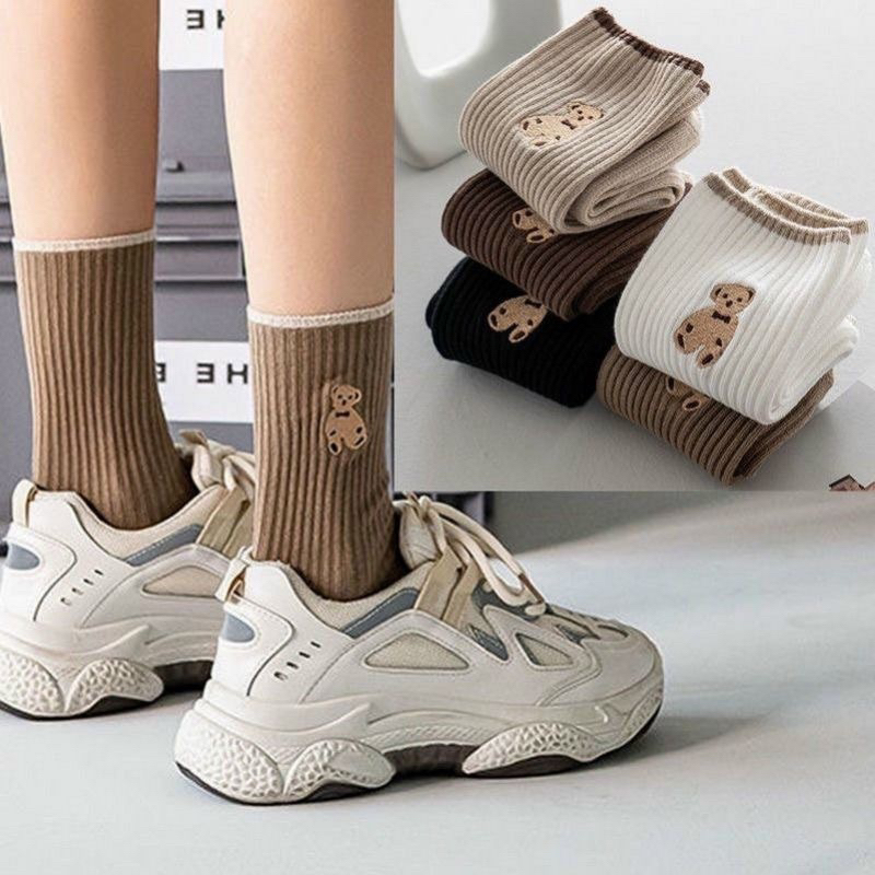 23k/ 5 đôi tất gấu cao cổ hàn quôc