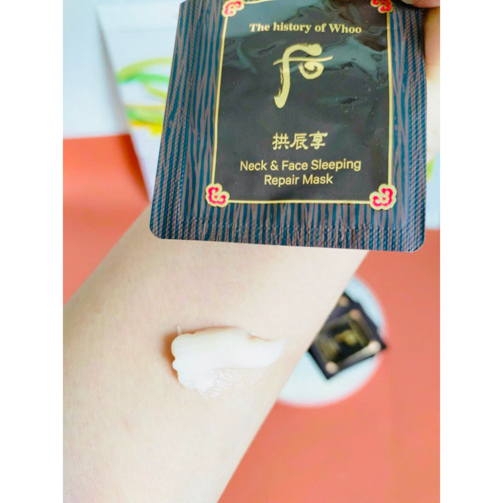 Gói sample Mặt nạ ngủ nâng cơ cho mặt và cổ Whoo Gongjinhyang Neck & Face Sleeping Repair Mask 2,5ml