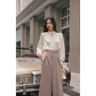 Áo sơ mi lụa cổ V HUONG BOUTIQUE BSSM23