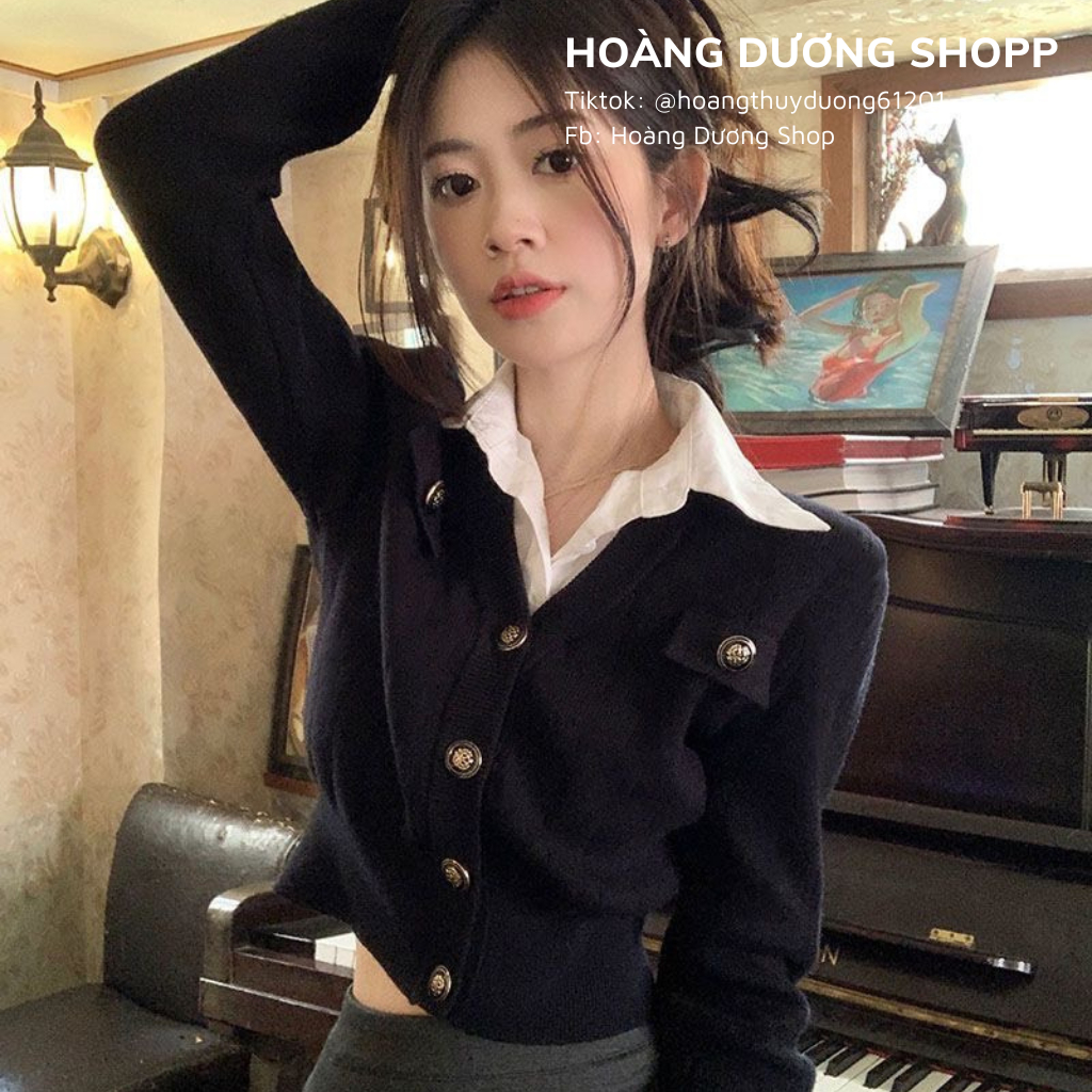 Áo Polo Dệt Kim Tay Dài Phong Cách Hàn Quốc, Áo Polo Cổ Trắng Dáng Ôm Eo Thời Trang Hè Thu Cho Nữ 2023