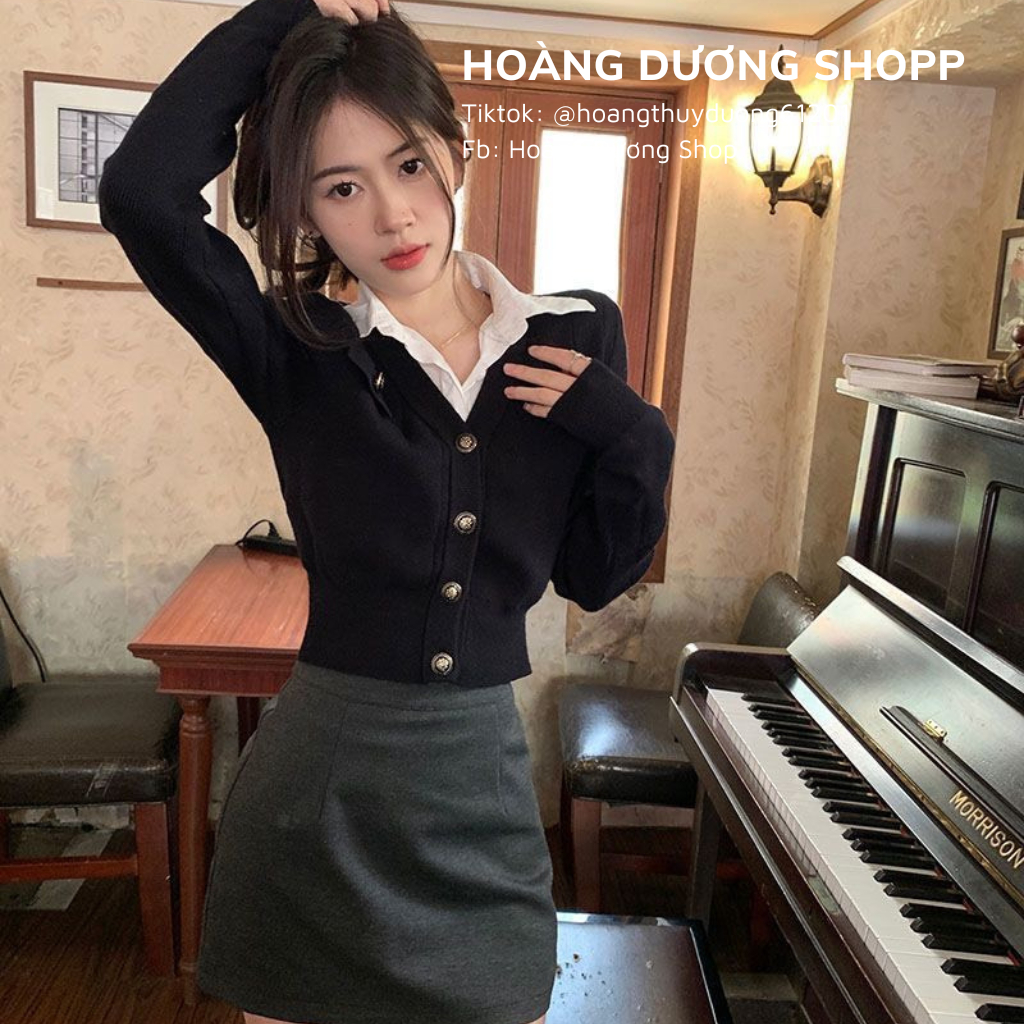 Áo Polo Dệt Kim Tay Dài Phong Cách Hàn Quốc, Áo Polo Cổ Trắng Dáng Ôm Eo Thời Trang Hè Thu Cho Nữ 2023