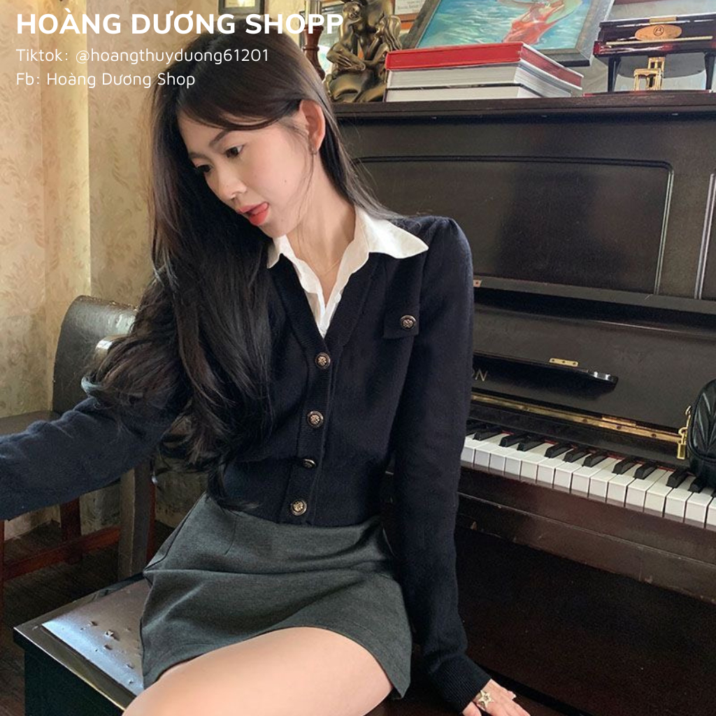 Áo Polo Dệt Kim Tay Dài Phong Cách Hàn Quốc, Áo Polo Cổ Trắng Dáng Ôm Eo Thời Trang Hè Thu Cho Nữ 2023