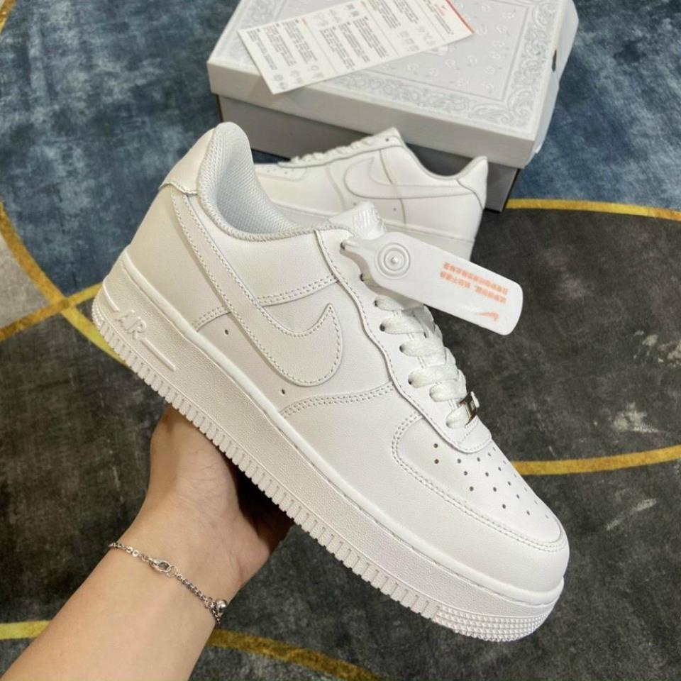 Giày sneaker AF1 trắng vạch nâu Hot trend nam nữ, Giày FORCE 1 trắng nâu dùng đi học,tập gym 1995