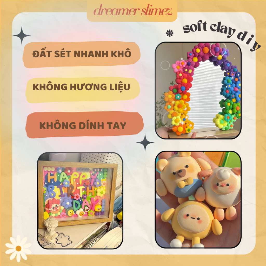 100G ĐẤT SÉT GIẤY TỰ KHÔ | ĐẤT SÉT NHẸ TRẮNG KHÔNG DÍNH |nặn tượng, mô hình chibi, mô hình bánh, nguyên liệu slime, clay