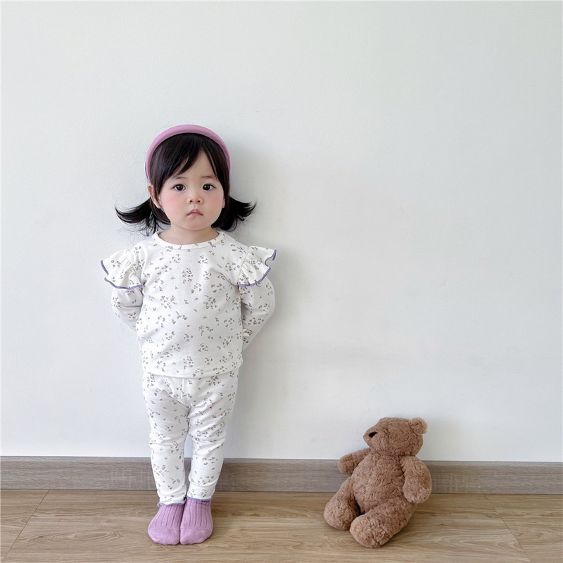 Bộ đồ hoa nhí tay viền bèo style Hàn hàng QC cao cấp cho bé