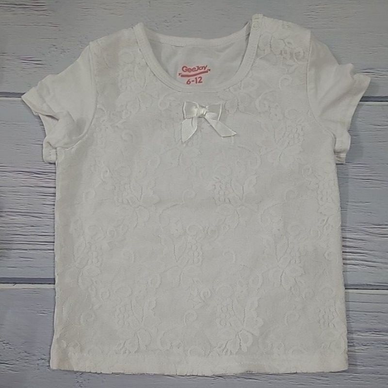 Áo cộc tay bé gái phối ren vnxk 6 tháng - 5 tuổi