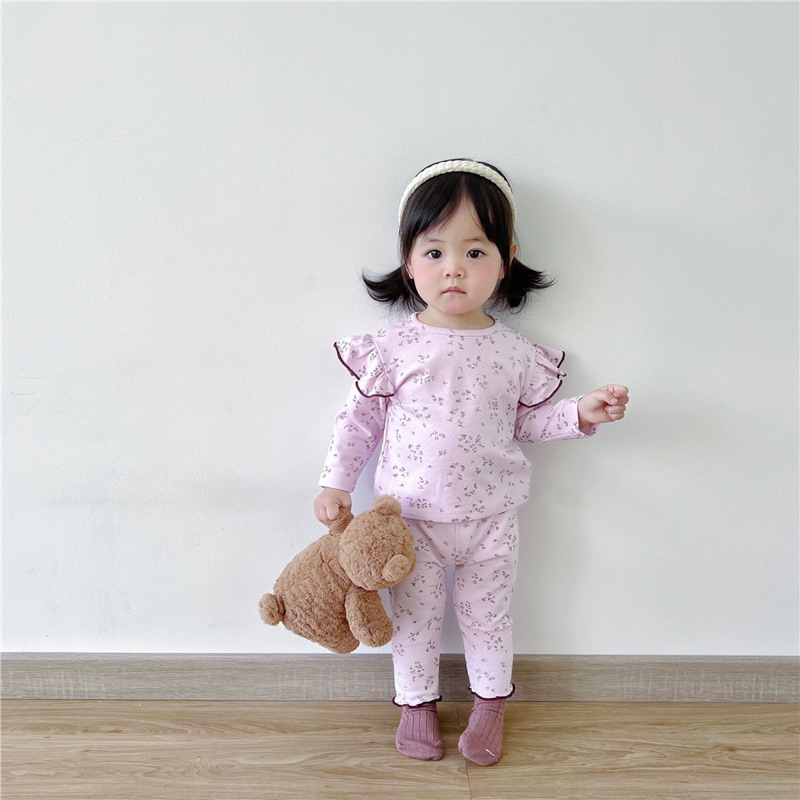 Bộ đồ hoa nhí tay viền bèo style Hàn hàng QC cao cấp cho bé