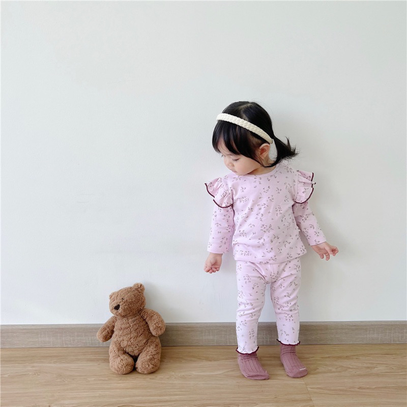 Bộ đồ hoa nhí tay viền bèo style Hàn hàng QC cao cấp cho bé