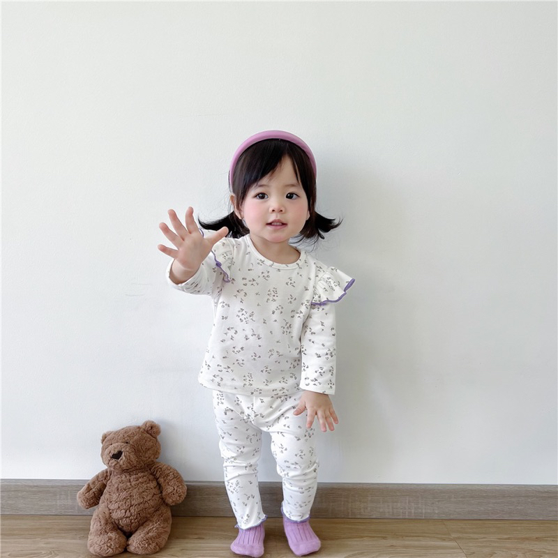 Bộ đồ hoa nhí tay viền bèo style Hàn hàng QC cao cấp cho bé