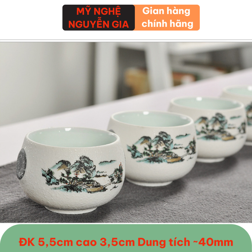Bộ ấm pha trà tuyết hoa 6 chén cao cấp