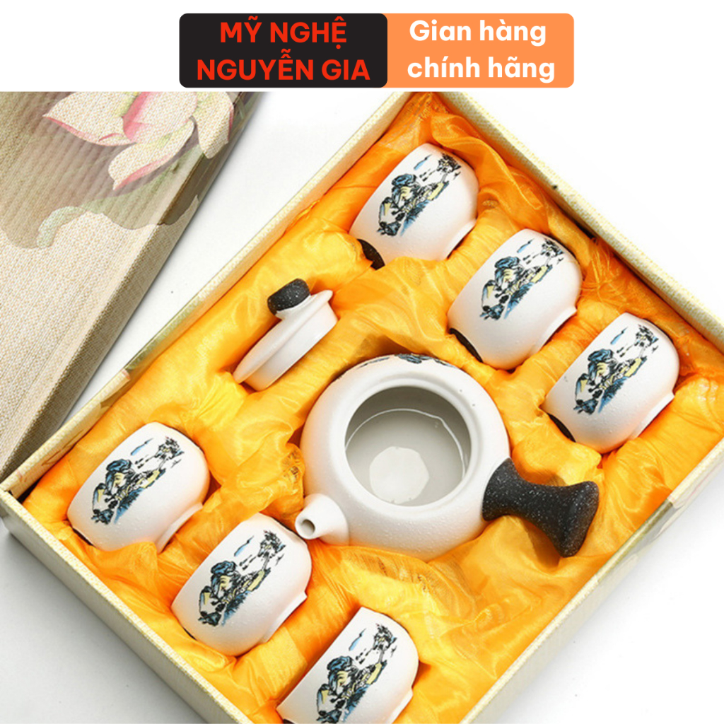 Bộ ấm pha trà tuyết hoa 6 chén cao cấp