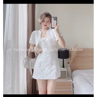 đầm gấm 2 dây trong khoác ngoài
