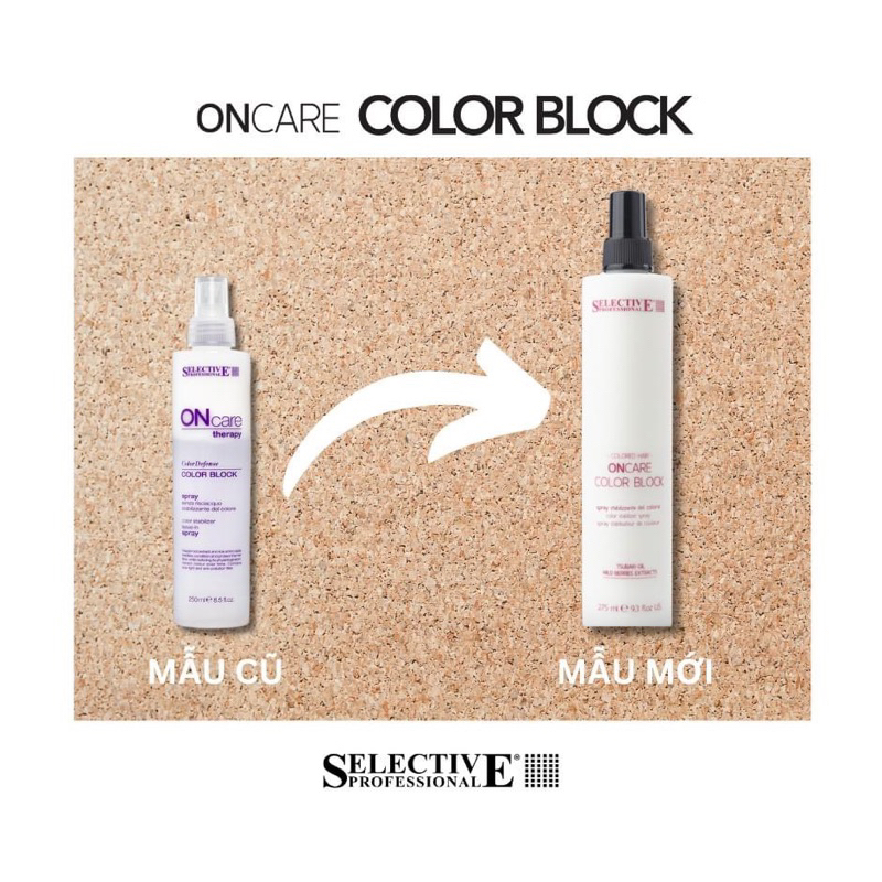 [+Tặng mũ trùm] XỊT DƯỠNG KHOÁ MÀU TÓC NHUỘM LÂU PHAI SELECTIVE ON CARE COLOR BLOCK SPRAY Ý 250ml New 2023