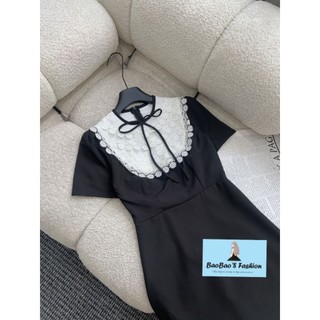 Đầm đen phối ren đính nơ siêu hot
