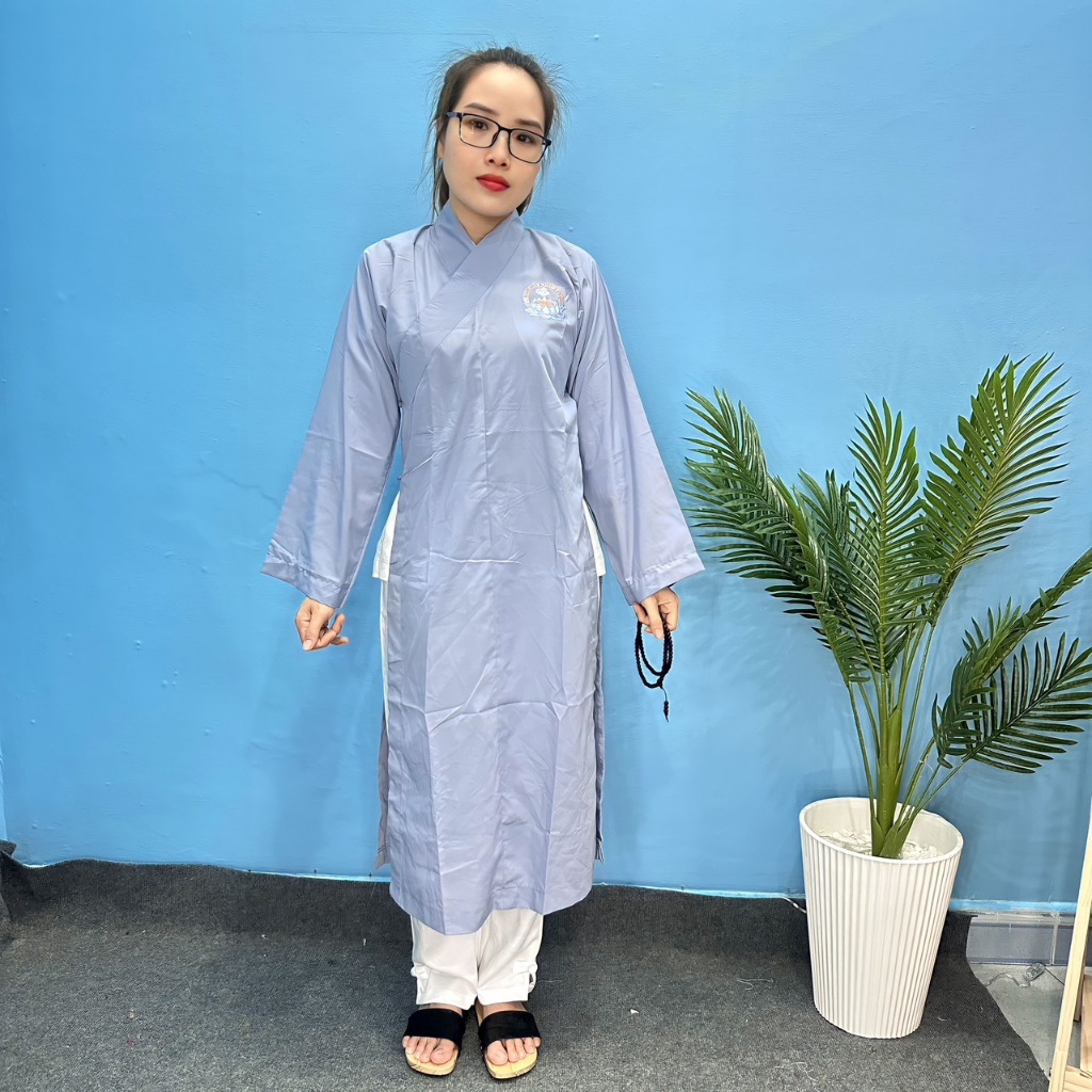 Áo Tràng Phật Tử Xẻ Tà KATE Big Size 92kg Nam/Nữ Mặc Được - Đồ Lam Đi Chùa