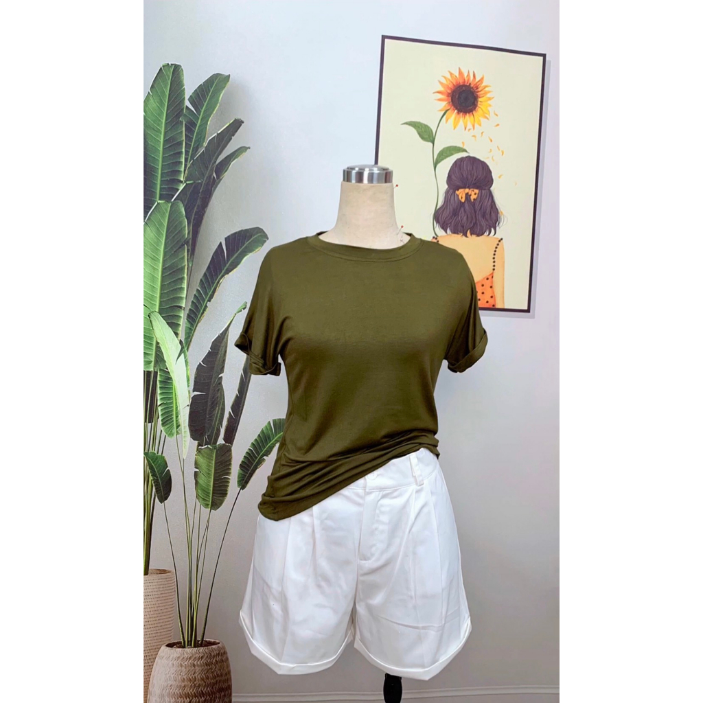 Áo thun tổ ong tay hến cổ tròn cotton dẻo siêu hottrend co dãn thoáng mát