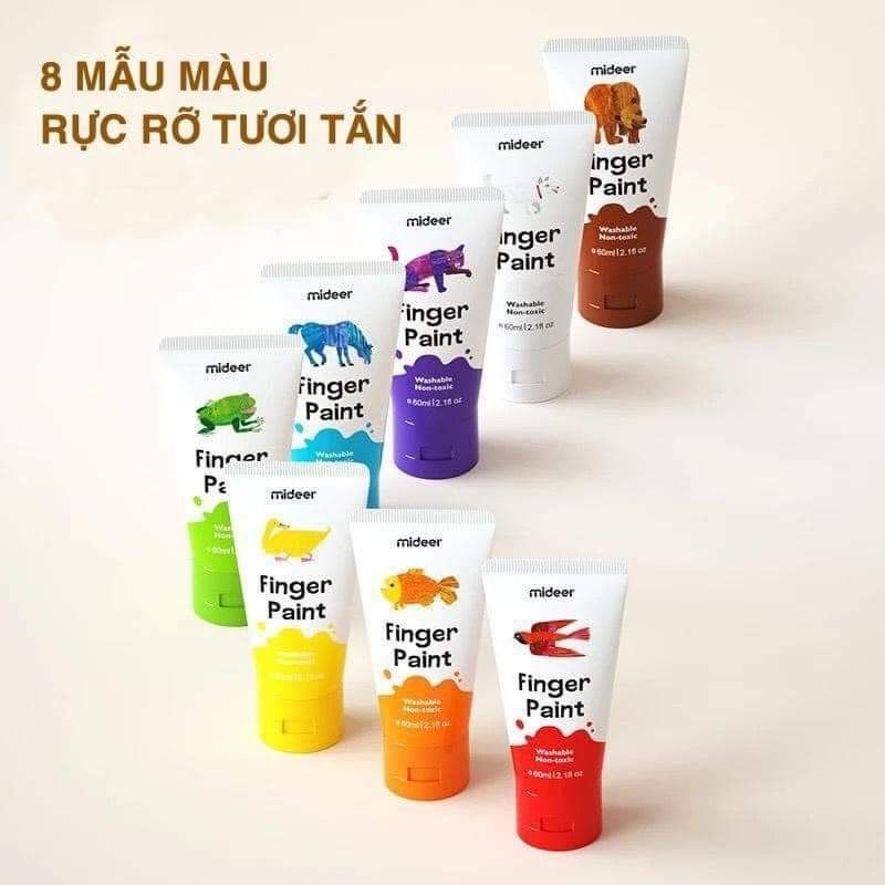 Bộ 8 màu vẽ bàn tay Mideer - Finger Paint kèm hướng dẫn cho bé yêu sáng tạo an toàn cho bé | Đồ chơi giáo dục Bảo An