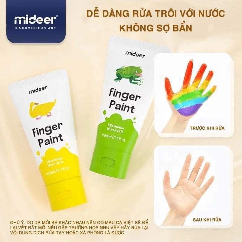 Bộ 8 màu vẽ bàn tay Mideer - Finger Paint kèm hướng dẫn cho bé yêu sáng tạo an toàn cho bé | Đồ chơi giáo dục Bảo An