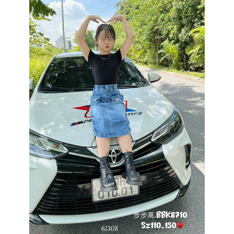 Chân Váy Bò túi hộp sành điệu cho bé gái