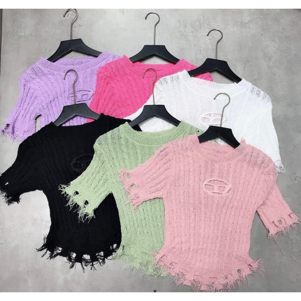 Áo len mongtoghi nữ rách dáng ôm croptop body chữ D quảng châu cao cấp thu đông cao cấp AL01 Lamour