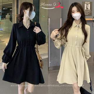 Đầm nữ xinh dáng chữ A dài tay phong cách nhẹ nhàng LL12 Váy nữ xinh dài tay chất liêu vải Umi dày dặn