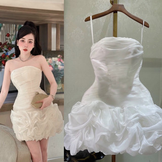 Đầm thiết kế dự tiệc, váy cô dâu cưới , đầm cúp hoa nổi l1