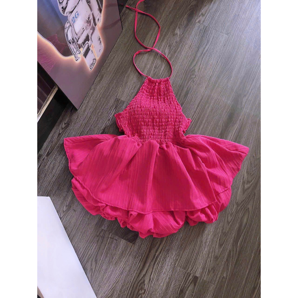 Set bộ nữ áo yếm quần bí xinh xắn dễ thương chất đũi dọc xịn đẹp