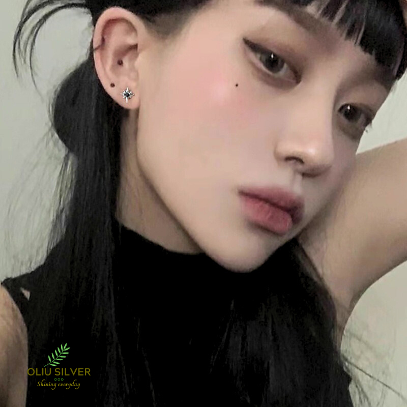 Bông Tai Bạc S925 Sao Bắc Đẩu Polaris North Star  Trẻ Trung Cá Tính | Khuyên Tai Nữ Trang Sức Bạc Thời Trang