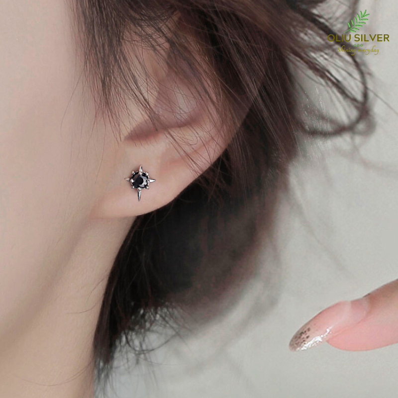 Bông Tai Bạc S925 Sao Bắc Đẩu Polaris North Star  Trẻ Trung Cá Tính | Khuyên Tai Nữ Trang Sức Bạc Thời Trang