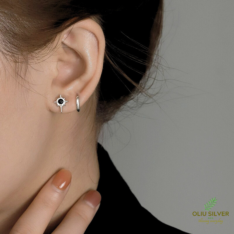 Bông Tai Bạc S925 Sao Bắc Đẩu Polaris North Star  Trẻ Trung Cá Tính | Khuyên Tai Nữ Trang Sức Bạc Thời Trang