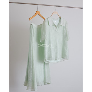 Carolyn - set cổ sen fay xanh mint