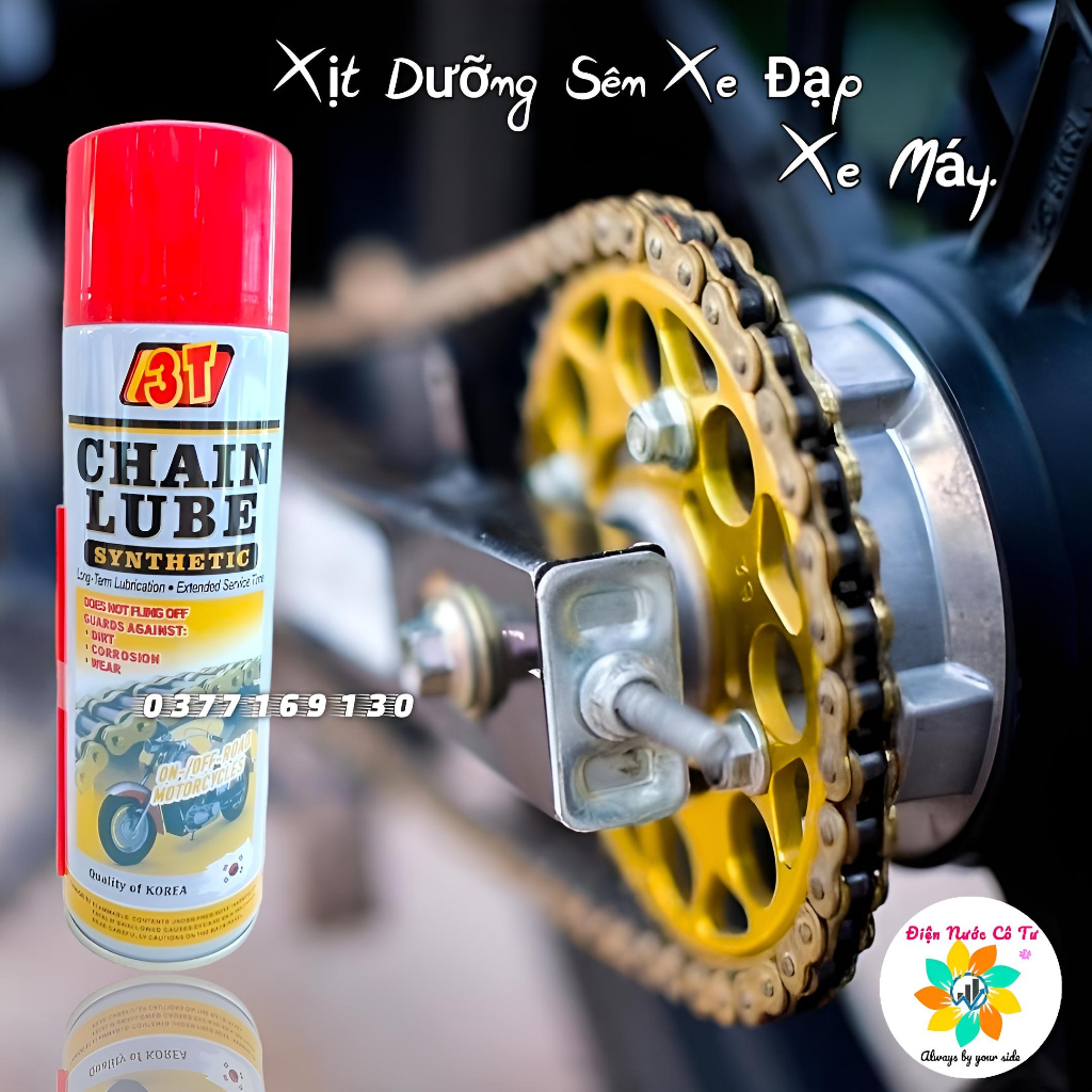Chai xịt dưỡng sên (xích) xe máy xe đạp 3T Chain Lube dung tích 500ml
