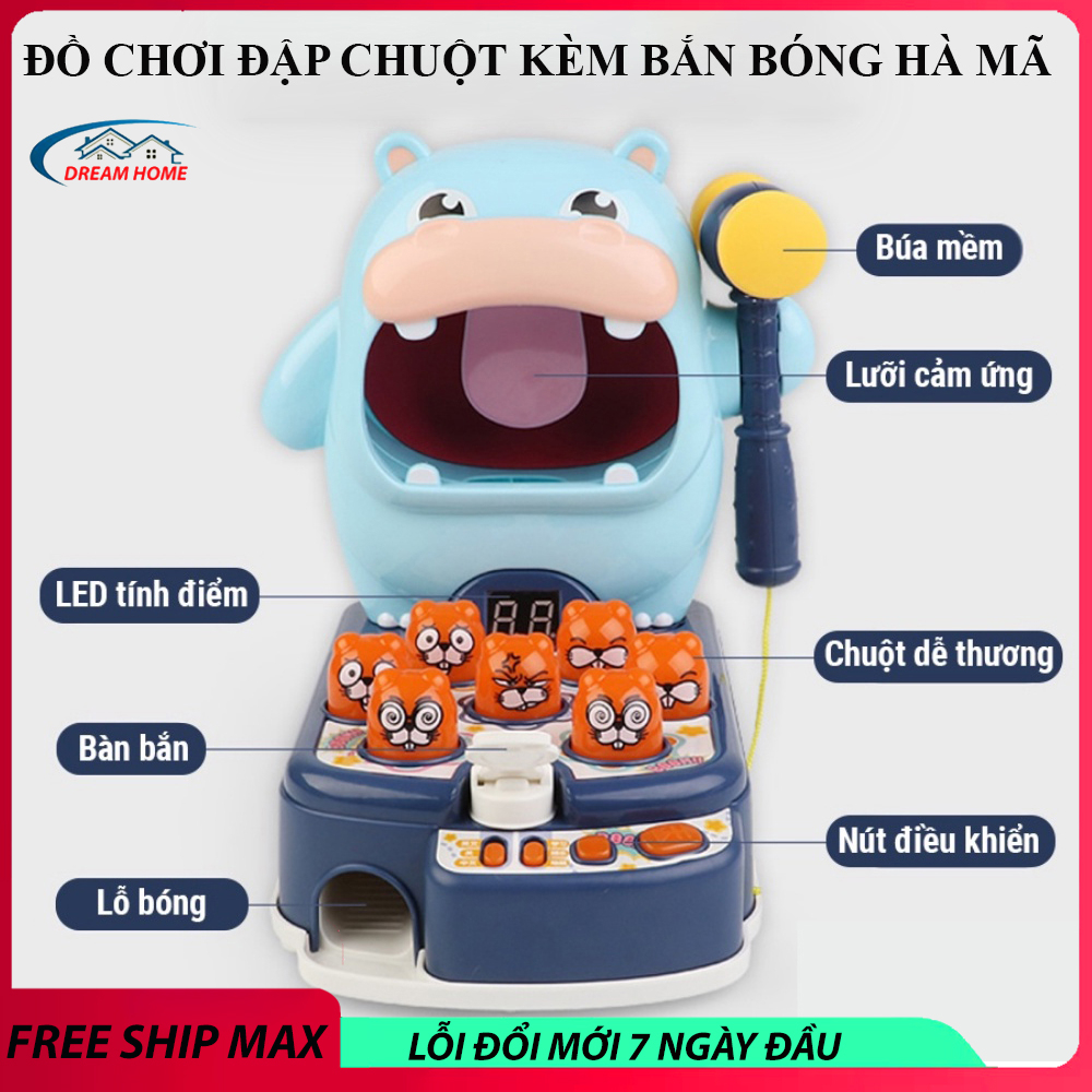 Đồ chơi trẻ em đập chuột kèm bắn bóng - nhiều trò chơi 1 trong bộ đồ chơi, đồ chơi phát triển trí tuệ và phản xạ nhanh n