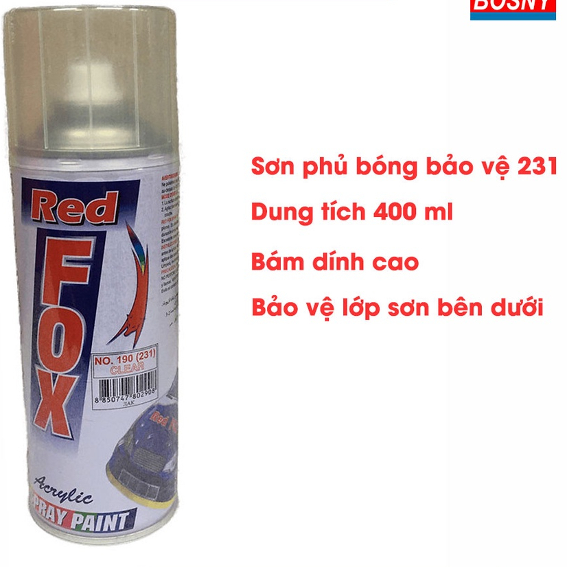 Sơn xịt phủ bóng Redfox