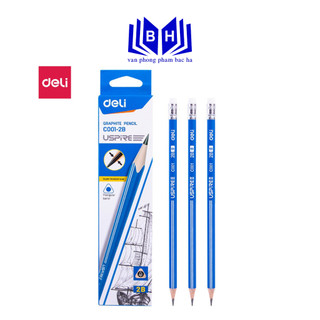 Bút chì 2b deli ec001 - có tẩy, thân tam giác