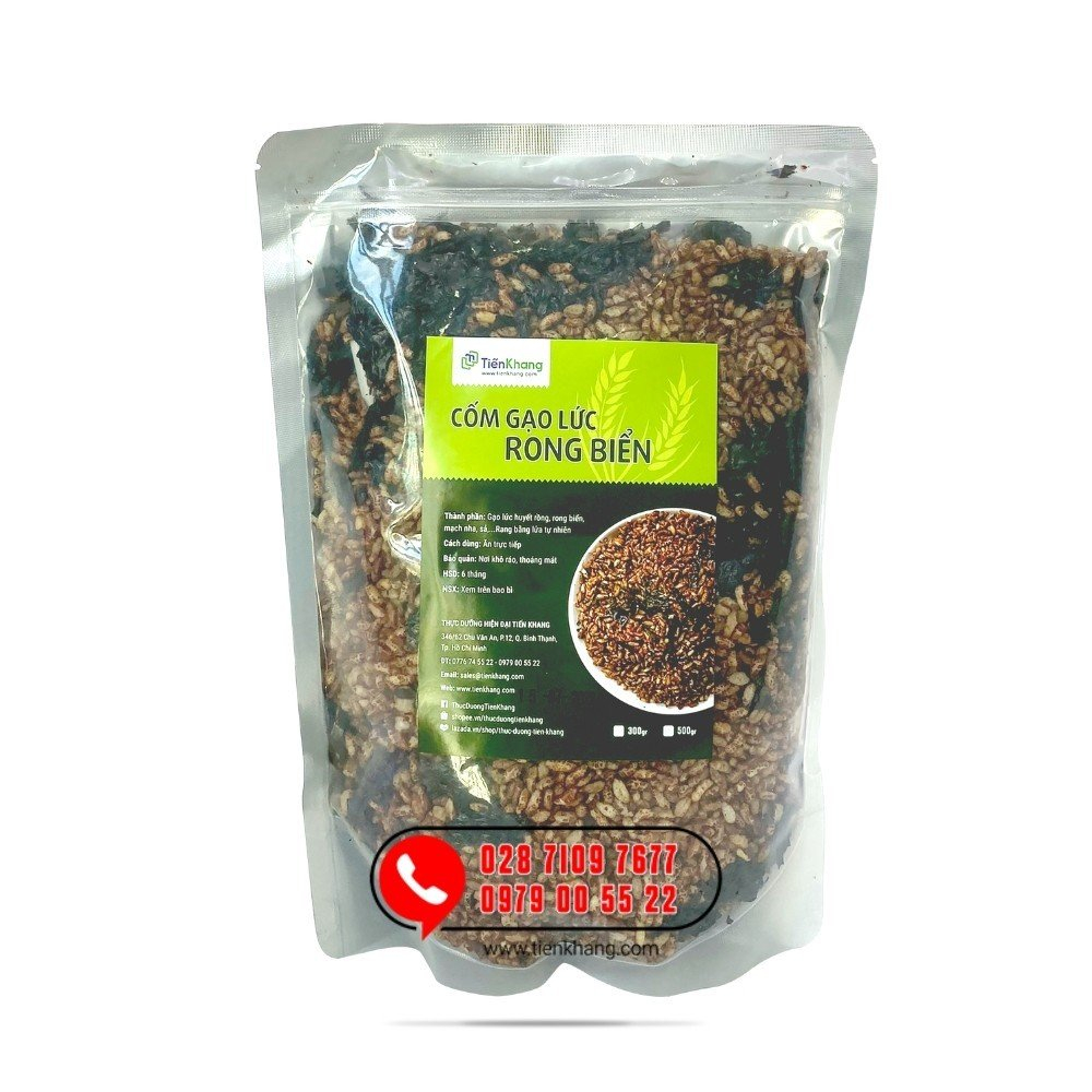 Cốm Gạo Lứt Sấy Rong Biển - Bịch (500gram) - Hỗ trợ giảm cân, đồ chế biến sẵn, ăn nhanh