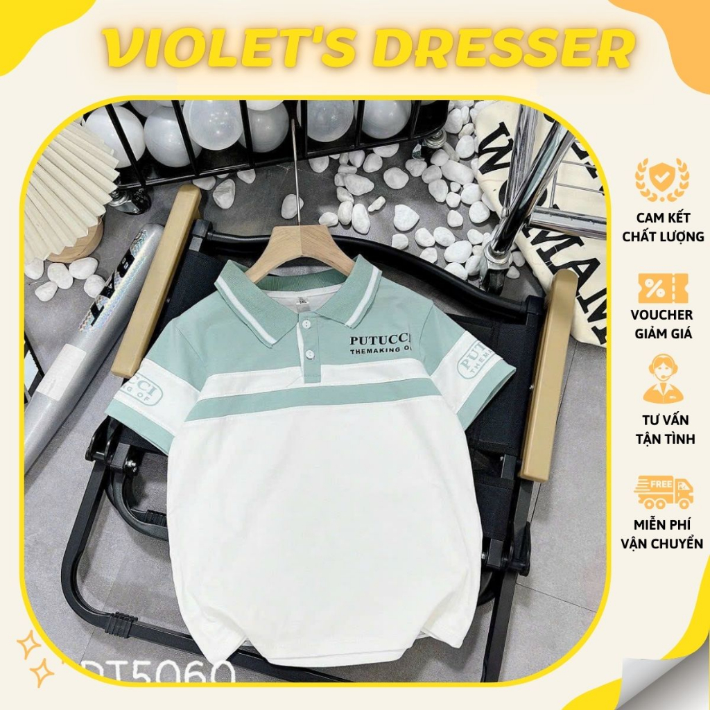 ÁO POLO PHỐI TAY BÉ TRAI HOT HIT CHO BÉ TỪ 30-40KG