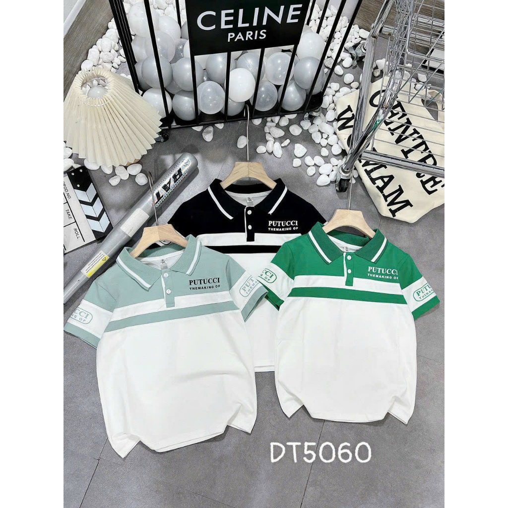 ÁO POLO PHỐI TAY BÉ TRAI HOT HIT CHO BÉ TỪ 30-40KG