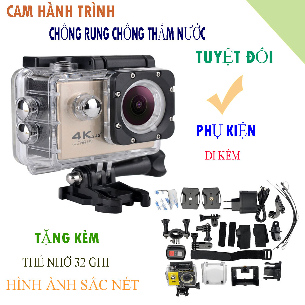 Camera hành trình Sport 4K UltraHD - Hỗ trợ kết nối WIFI, điều khiển Camera qua ứng dụng XDV chống nước, chống rung,