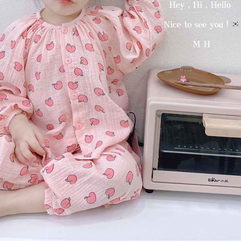 vải xô muslin 2 lớp cao cấp hình quả đào hồng cute may khăn sữa,khăn tắm,quần áo cho bé