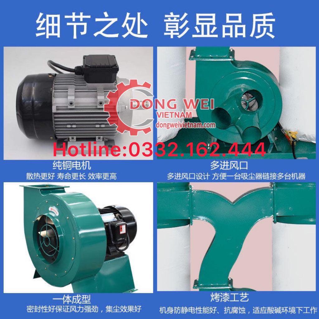 Máy hút bụi công nghiệp 4 túi vải, 1 pha và 3 pha 3kw; 5,5kw