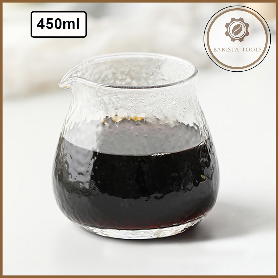 Bình đựng cà phê thủy tinh 450ml ( mẫu sần không quai )| Dụng cụ Barista